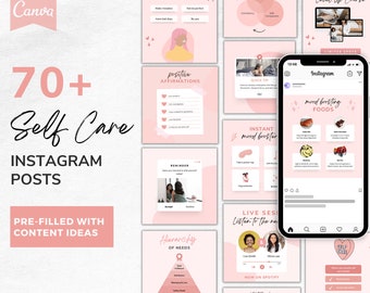 Self Care Instagram Templates | Wellness Coach Canva Posts (Digital Download)