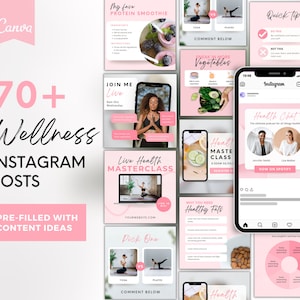 Wellness Instagram Posts | Nutrition Instagram Engagement | Health Coach Instagram Templates | Instagram Canva Template