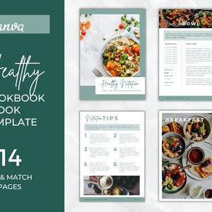 Cookbook Template Canva | Canva eBook Template Nutrition | Canva Recipe Book Template | Editable eBook | Recipe Page