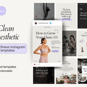 Fitness coach, Personal Trainer, Wellness coach Instagram Templates, Health & Wellness Social Media Canva Templates