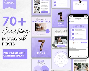 Coaching Instagram Post Templates | 74 Canva Templates (Digital Download)