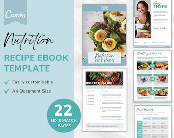 Plantilla Canva para libro electrónico de recetas nutricionales / Bienestar, Asesor de salud (Descarga digital)