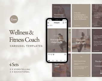 Canva Carousel Template | Wellness, Fitness, Health Coaches (Digital Download)