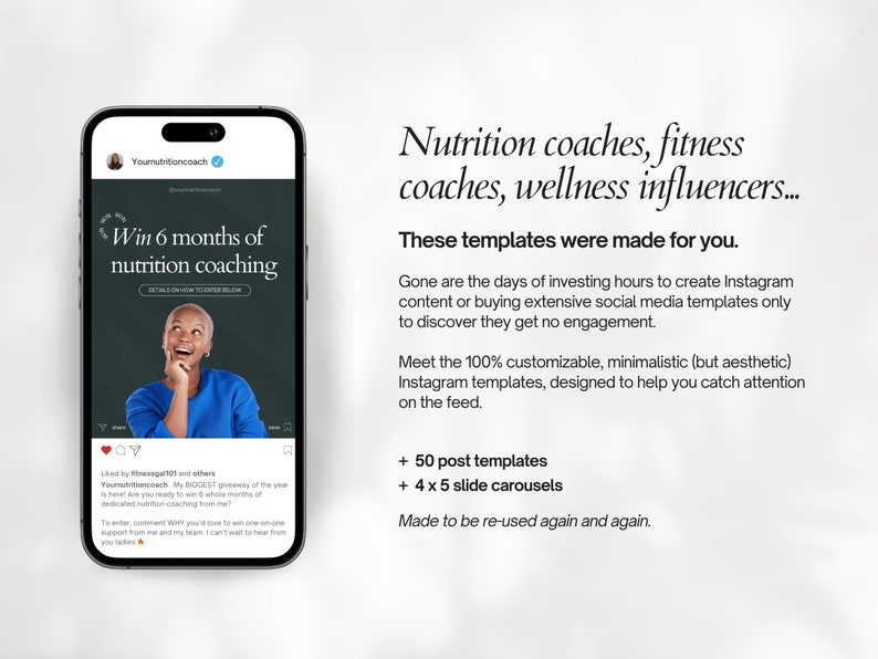 Nutrition Coach Instagram Templates, Canva Health Posts (digital ...