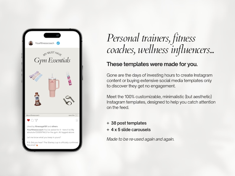 Fitness coach, Personal Trainer, Wellness coach Instagram Templates, Health & Wellness Social Media Canva Templates image 2