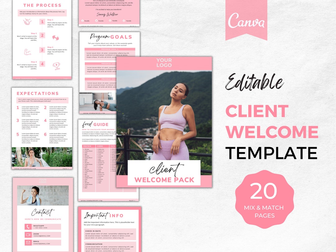 Fitness Client Welcome Pack | Canva Editable Template (a4/letter) - Etsy