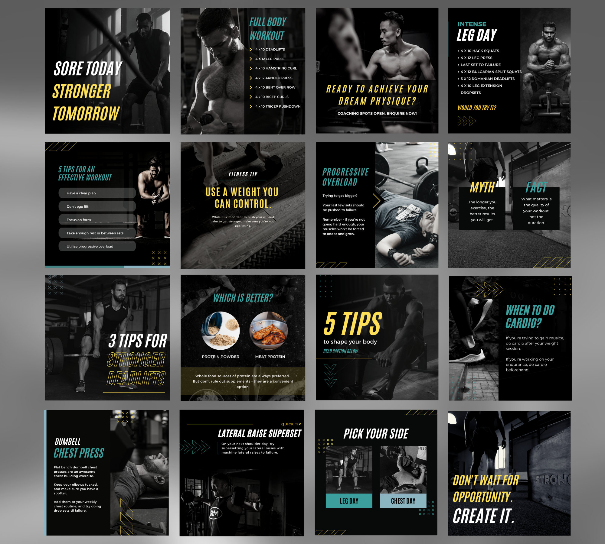 Fitness Coach Instagram Templates Canva Fitness Instagram Post ...