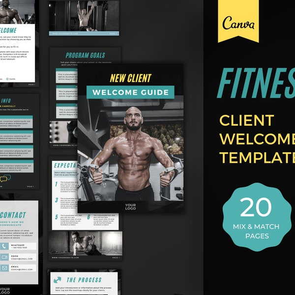 Fitness Client Welcome Packet Canva | Client Welcome Pack for Fitness Coaches | Personal Trainer Template