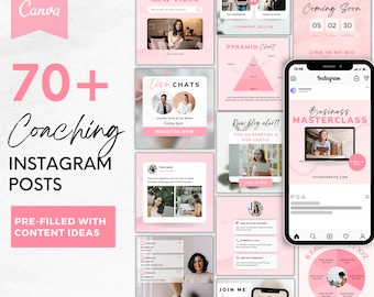 74 Coaching Instagram Post Templates | Business & Mindset Coaches (Canva)