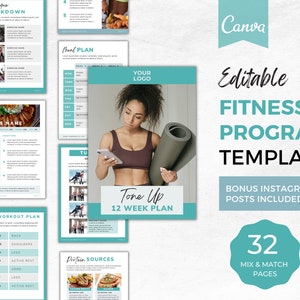 Fitness Program Template Canva | Fitness eBook Template | Personal Training Program Template | Nutrition eBook Template