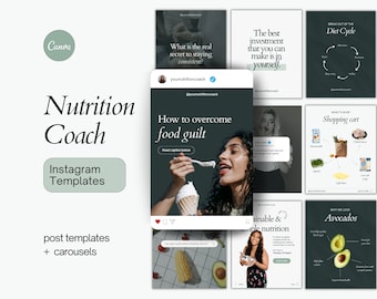 Mallar för kostcoacher på Instagram, Canva-hälsoinlägg (digital nedladdning)
