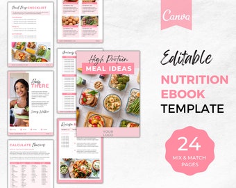 Voeding eBook-sjabloon Canva | Fitness Maaltijdplan eBook | Voeding Fitness sjabloon | Voeding Recept eBook Canva-sjabloon