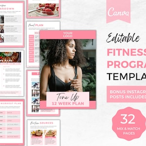 Modèle de livre électronique du programme de remise en forme Canva | Modèle de livre électronique de remise en forme | Modèle de coach de fitness | Modèle de livre électronique sur la nutrition