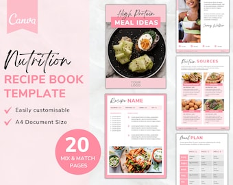 Nutrition Recipe eBook Canva Template | Health & Fitness (Digital Download)