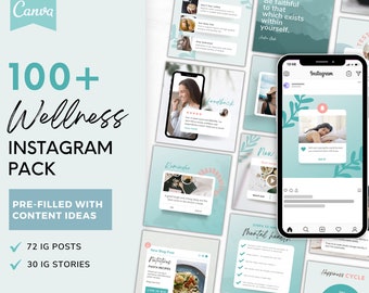Wellness Instagram Templates, Health Coach Posts (72 Posts, 30 Stories)