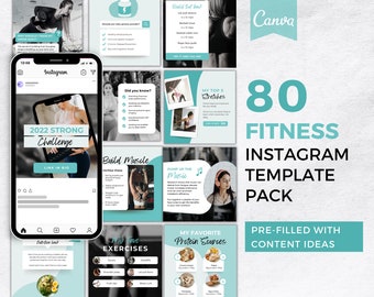 Plantillas de Instagram para fitness / Publicaciones e historias de entrenadores de salud (80)