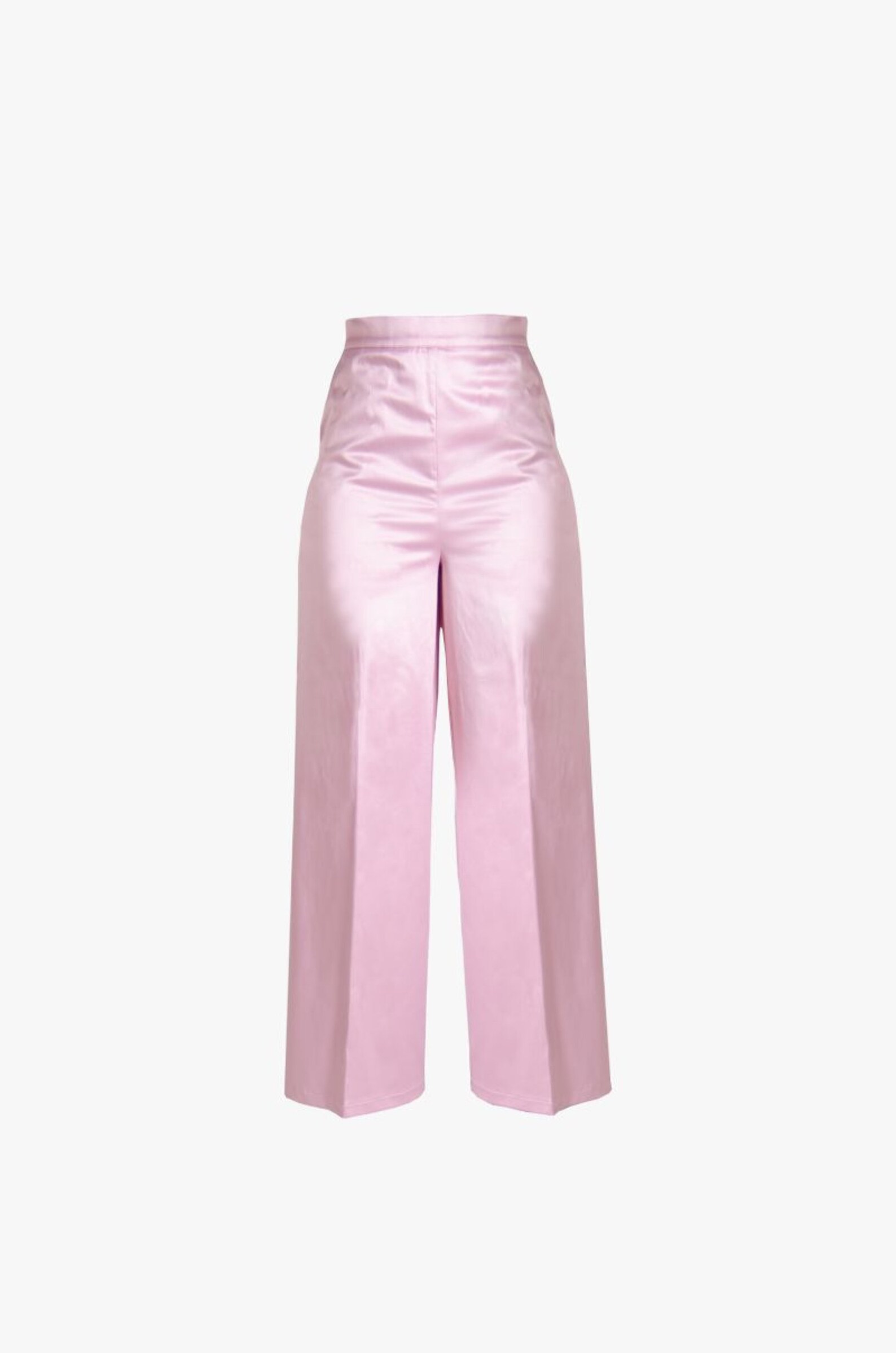 Full Length Satin Pink Trousers / HighWaisted Pink Pants / Etsy