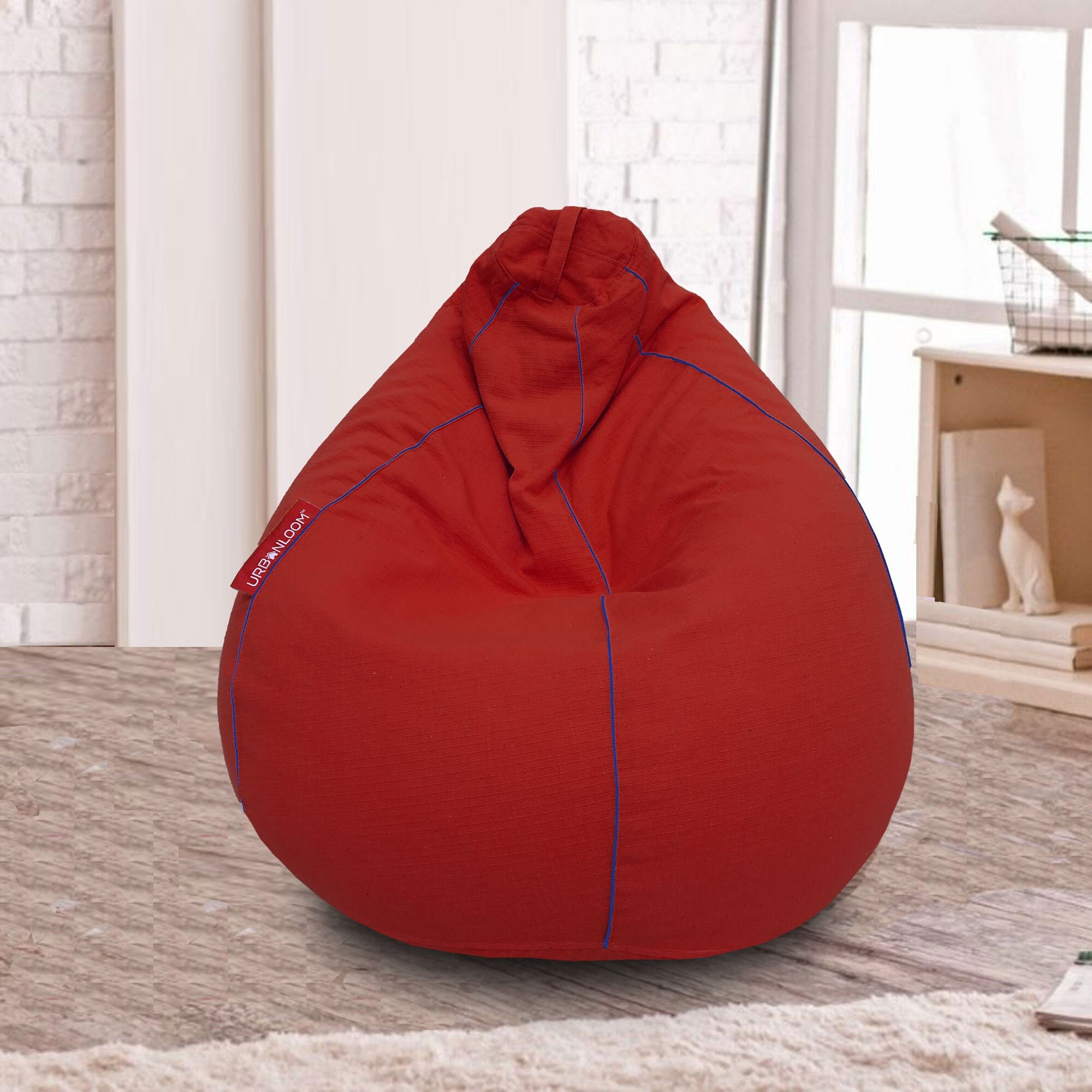 Cotton handloom adult bean bag Cover without fillers red by Etsy