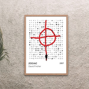 Zodiac / David Fincher cartel de arte, cartel de película mínima, manía de la película, cartel de película imprimible &tarjeta, decoración de la casa