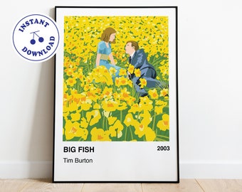 Big Fish / Arte cinematográfico, Ilustración, Minimalista, Arte imprimible, Descarga digital, Arte mural, Decoración del hogar