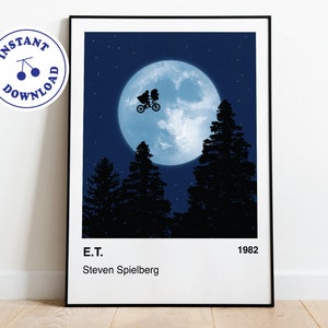 E.T. filmposter | Steven Spielberg Filmkunst, Minimalistisch, Alternatieve poster, Digitale Download, Kunst aan de muur, Home Decor