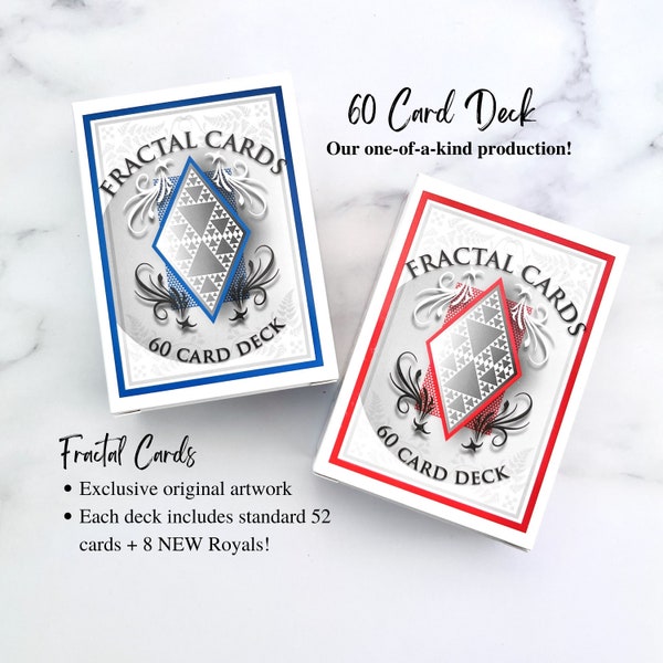 Special Deck of Playing Cards with Two Original NEW Face Cards Per Suit - PRINCESS and DUKE - 60 Poker Sized Cards, Fractal Card Brand