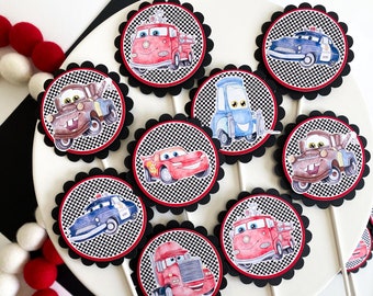 Cars cupcake toppers| Cars theme|Cars party decor|Disney Cars cake topper|Lightning McQueen cupcake toppers