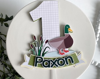 One lucky duck cake topper|One lucky duck first birthday|One lucky party decorations|Mallard duck theme|Mallard duck cake topper