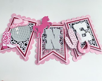 Man I feel like I’m one high chair banner|Disco cowgirl banner|Rodeo high chair banner |Cow first birthday