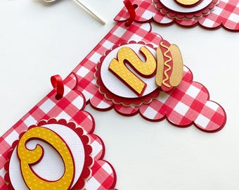 One hot Diggity dog high chair banner|Weenie bit older high chair banner|Hot Diggity dog theme