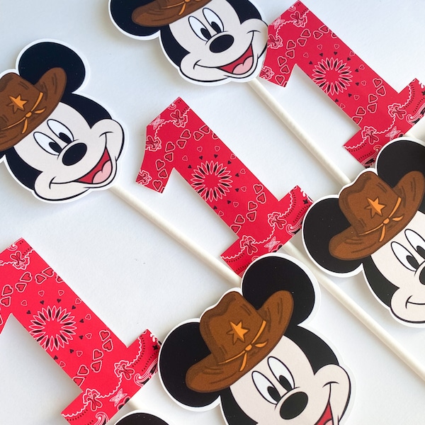Adornos para cupcakes de vaquero de Mickey Mouse