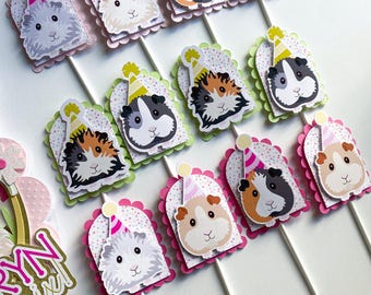 Guinea pig cupcake toppers| Guinea Pig Party Decorations|We’re Guinea Have so much fun!|Guinea pig theme
