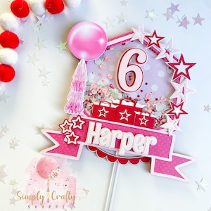 Star cake topper|Girls Star party|Star birthday decorations|Pink Star Girl|Pink Girly cake topper