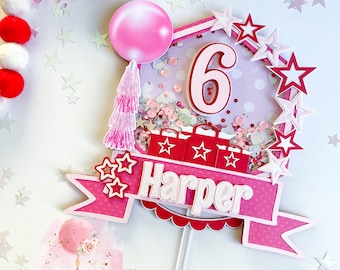 Star cake topper|Girls Star party|Star birthday decorations|Pink Star Girl|Pink Girly cake topper