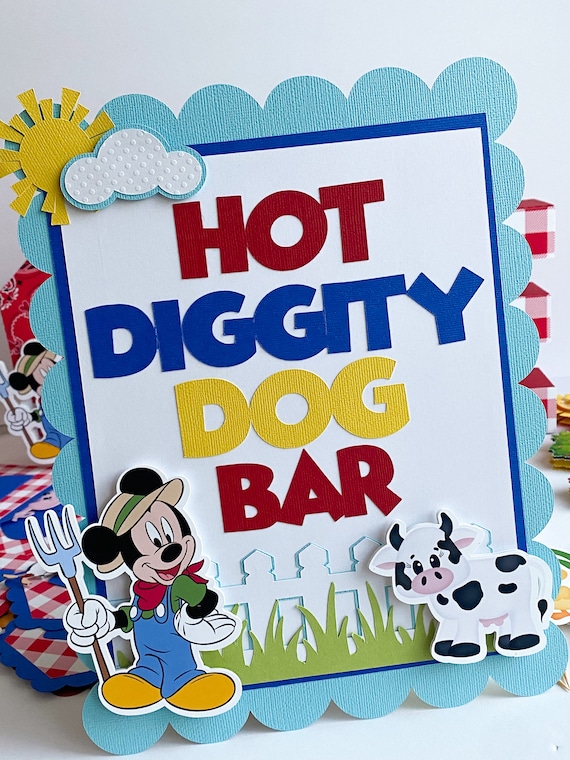 Hot Diggity Dog Bar Sign|mickey Mouse Sign|farmer Mickey Sign