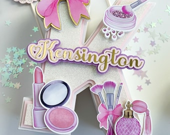 Makeup 3D letter Glitz and Glam 3D letter|Pamper Party cake topper| Makeup Party decor||Pamper party 3D letter