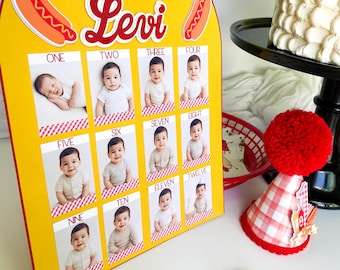 One hot Diggity dog photo sign|One hot Diggity dog milestone sign|Hot dog photo sign|One year photo sign|Hot Diggity dog party decor