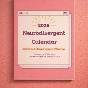 Neurodivergent Wall Calendar ADHD Autism Friendly - ND Planner Digital Download - Monthly Mood Tracker - AUDHD Weekly Planner Printable