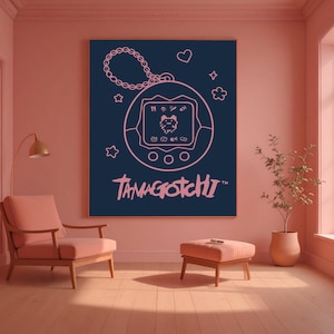 Y2K Tamagotchi Wall Art Print | Nostalgic Digital Pet Poster | 2000s Tech Nostalgia Bedroom Decor | Kawaii Room Aesthetic | Instant Download