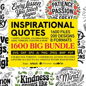 1600 Files Big Bundle, Inspirational Quotes Designs Vol.1, SVG, 8 File Formats, For Shirts, POD, Sublimation, Cricut (Digital Download)
