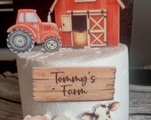 Farm/barn acrylic printed cake topper & charm set