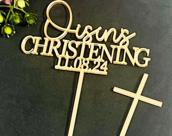 Christening/baptism cake topper and charm cross