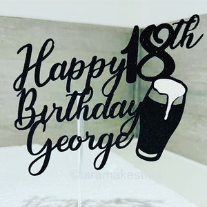 Personalised Beer/Guinness glass cake topper|pint glass beer cake topper|cake topper|personalised cake topper|birthday topper