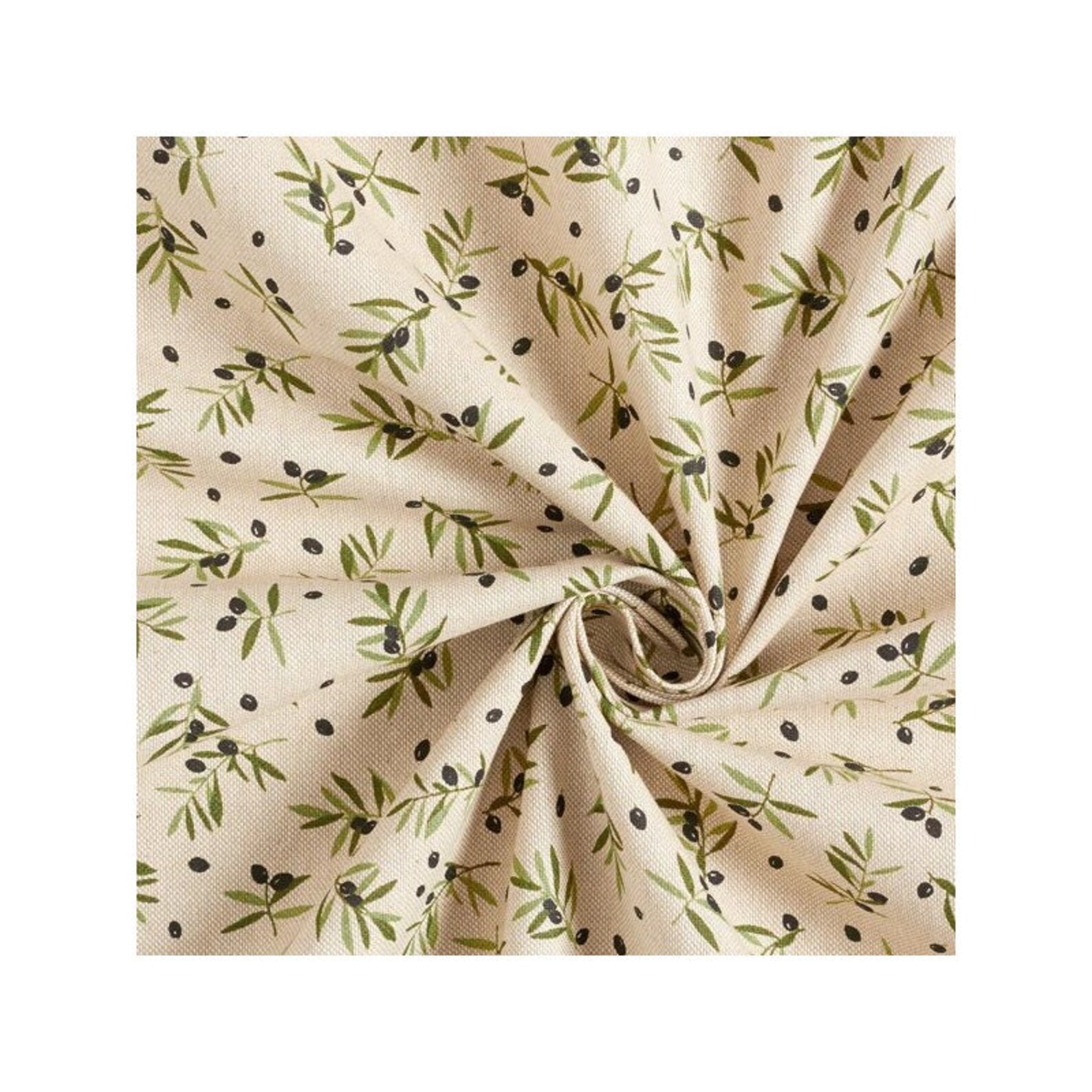 Cotton Fabric Olives Linen Look Printed Black Olives Etsy