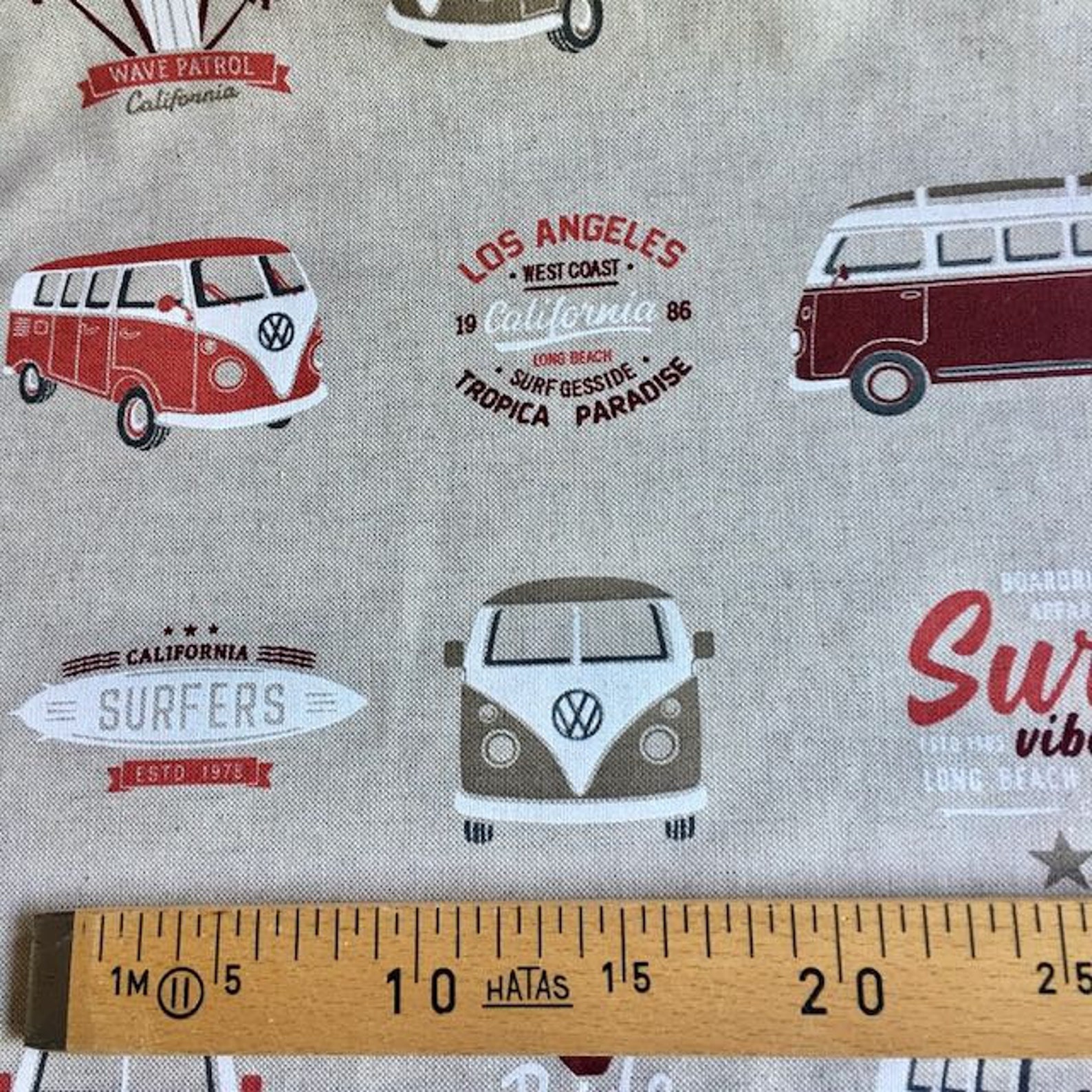 VW camper van cotton linen look fabric. Volkeswagen combi Etsy