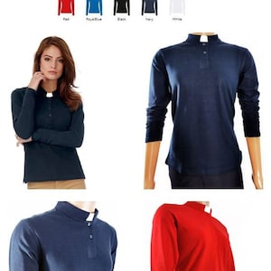 Ladies Luxury LONG SLEEVED Cotton Clerical Shirt (5 Colours)