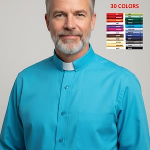 Pflegeleichtes Tab/Tonsure Collar Clergy Shirt - 16 Farben