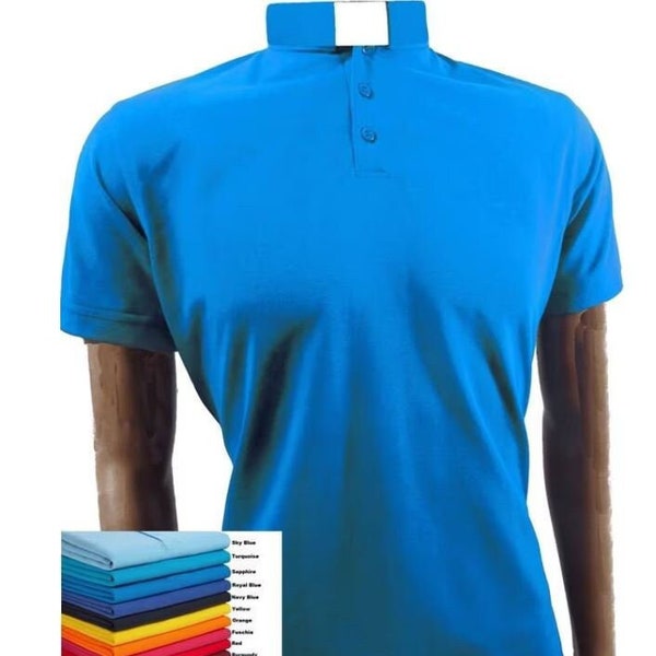 Chemise de bureau pour hommes / style polo pour clergé (matériaux RX de qualité supérieure faciles d'entretien) - 17 couleurs