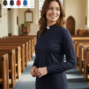Ladies Cotton Clerical Shirt, Luxury, LONG SLEEVED in 5 Colours