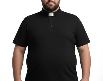 8XL Big and Tall Clerical shirt / Outsize Clergy shirt Polo Style